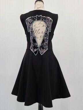 ModCloth Sequin Bow Back Fit & Flare Dress Size Small